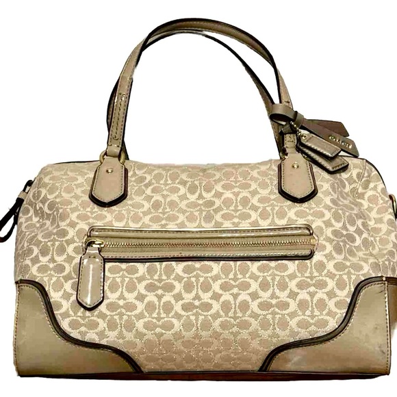 Coach ⭐️🎬See Video Poppy East West Signature Beige Satchel Bag 26426 w/ COA - Picture 8 of 16